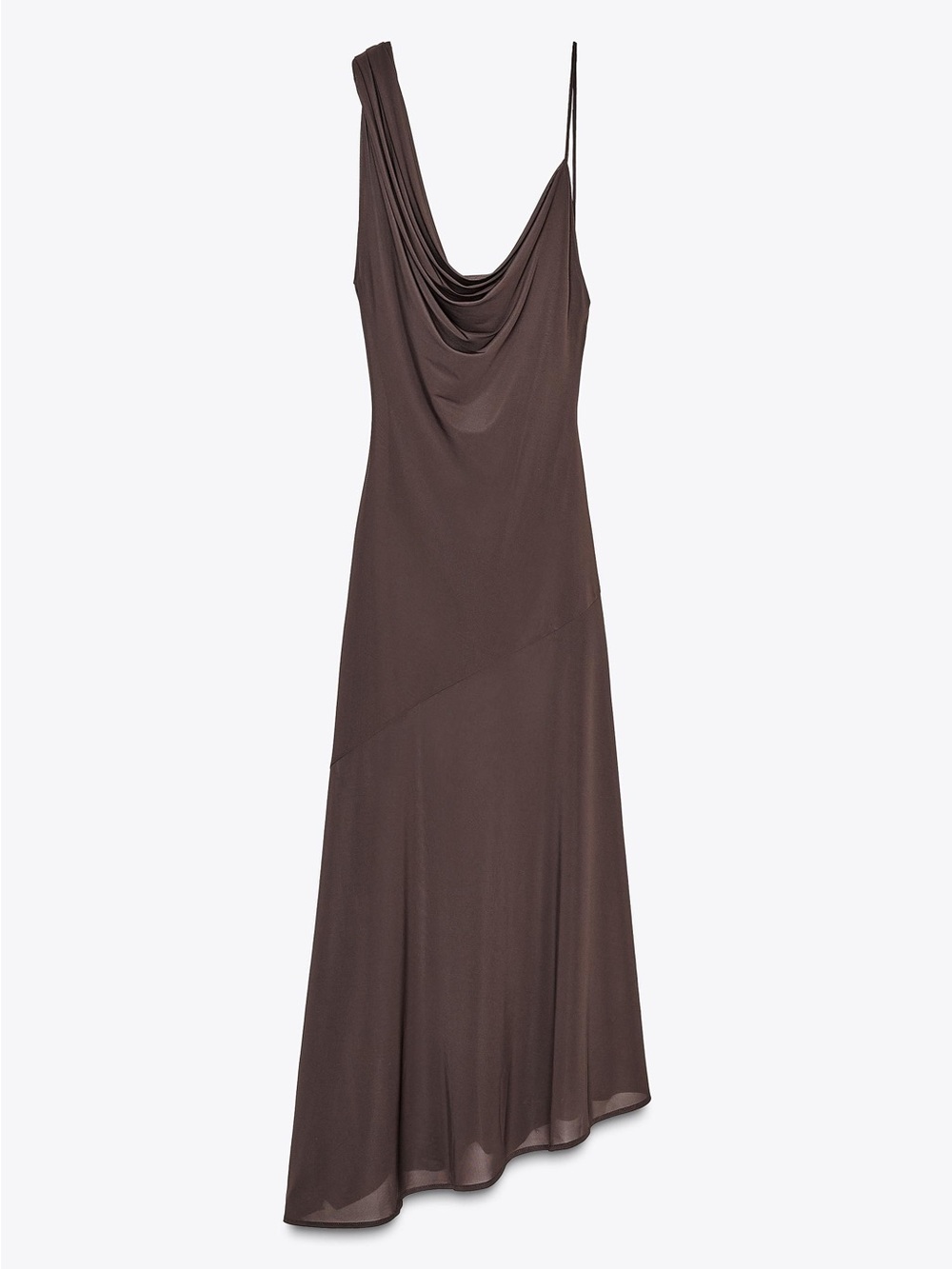 Zara Brown Cowl Neck Slip Dress